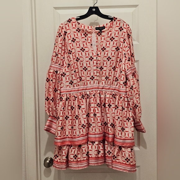 Eloquii LS Mini V-Neck Geometric Print Dress, EUC, Size 16 (XL) - Picture 2 of 6